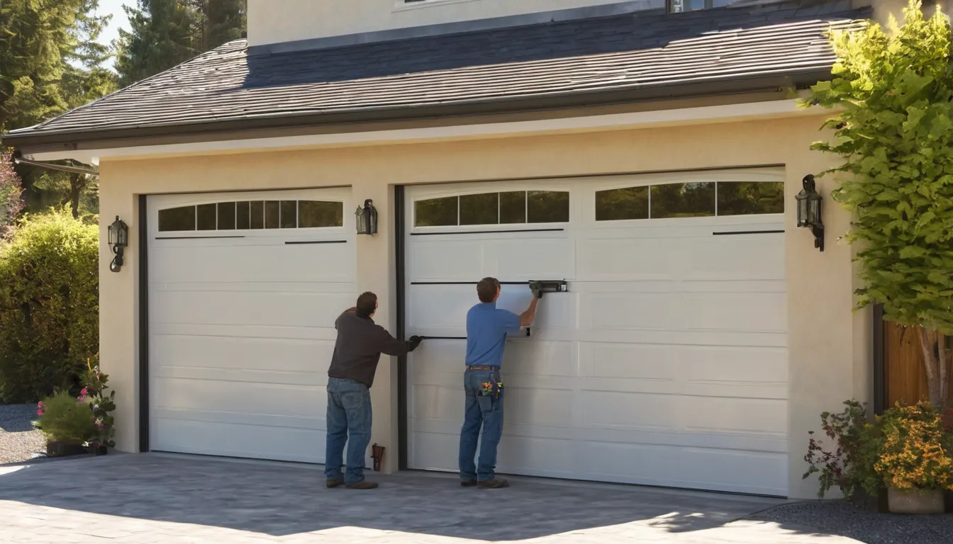 Provider installing a new insulated garage door on a home in Firestone